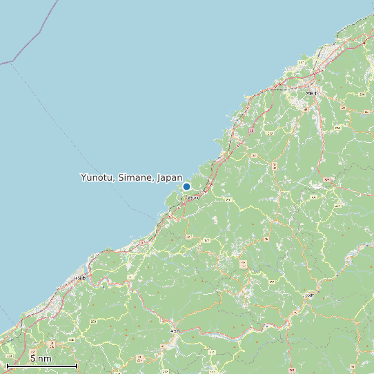 Map of Yunotu, Simane, Japan Tide Prediction Station