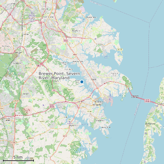 Map of Brewer Point, Severn River, Maryland Tide Prediction Station