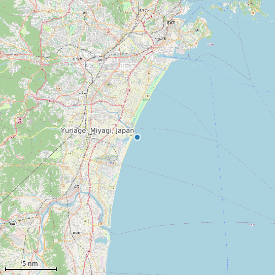 Map of Yuriage, Miyagi, Japan Tide Prediction Station