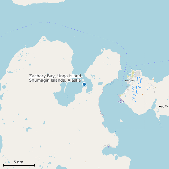 Map of Zachary Bay, Unga Island, Shumagin Islands, Alaska Tide Prediction Station