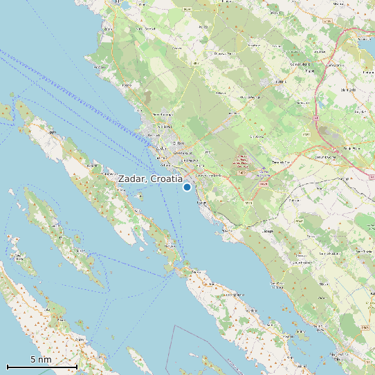 Map of Zadar, Croatia Tide Prediction Station