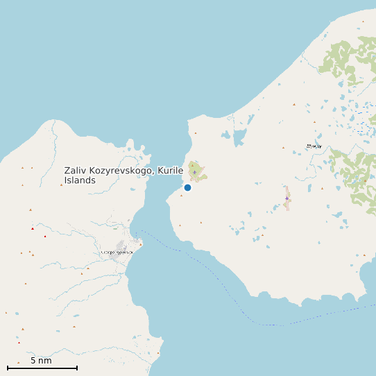 Map of Zaliv Kozyrevskogo, Kurile Islands Tide Prediction Station