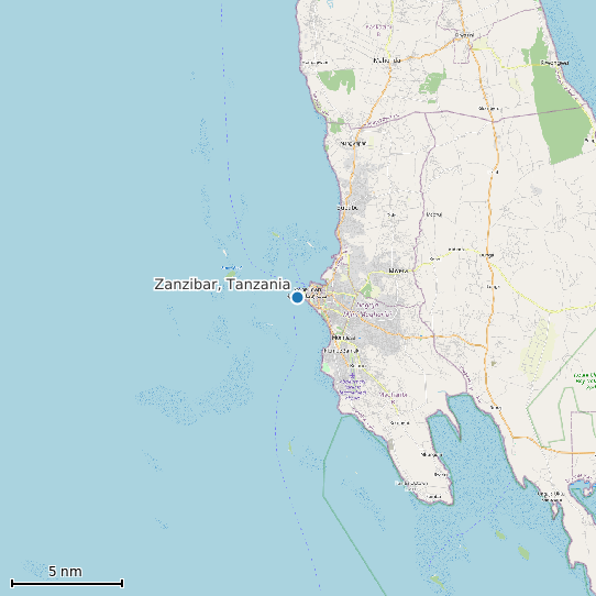 Map of Zanzibar, Tanzania Tide Prediction Station
