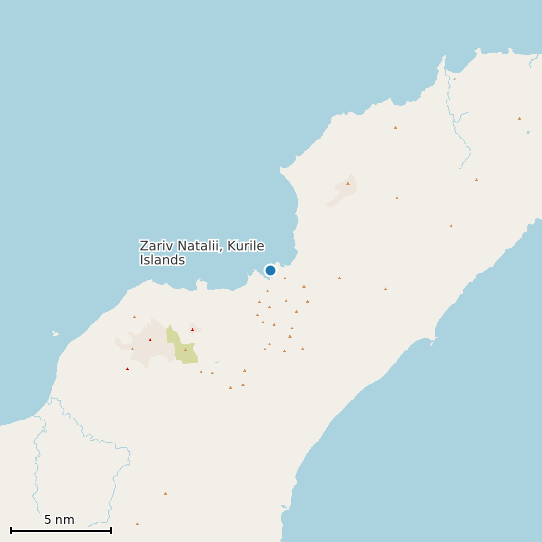 Map of Zariv Natalii, Kurile Islands Tide Prediction Station