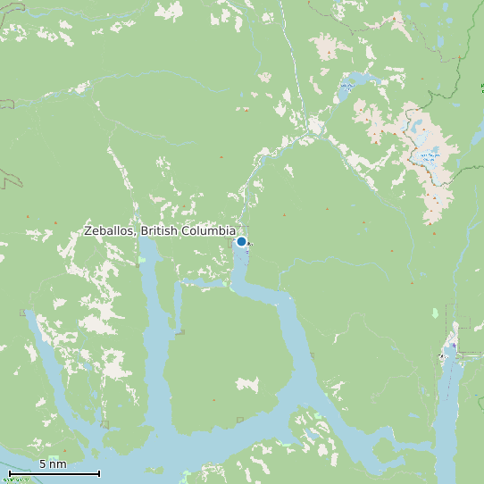 Map of Zeballos, British Columbia Tide Prediction Station