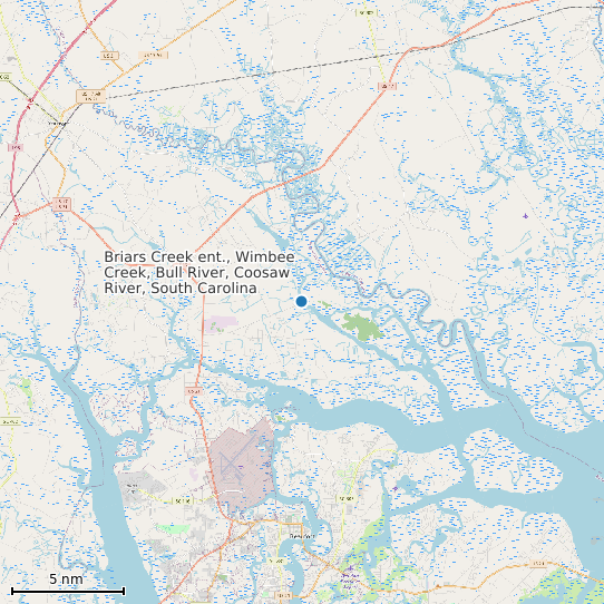 Map of Briars Creek ent., Wimbee Creek, Bull River, Coosaw River, South Carolina Tide Prediction Station
