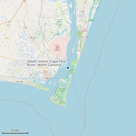 Map of Zekes Island, Cape Fear River, North Carolina Tide Prediction Station