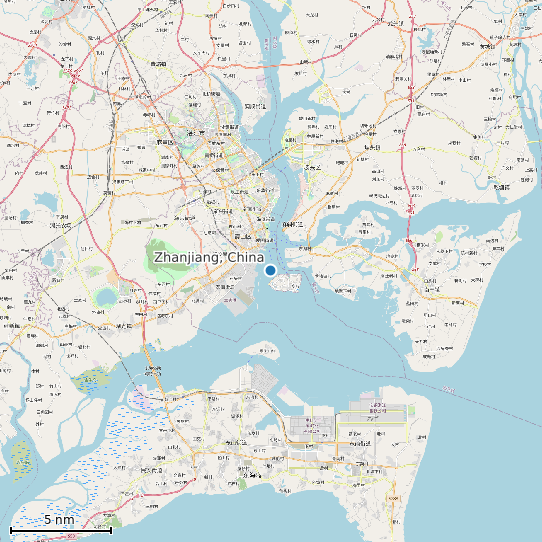 Map of Zhanjiang, China Tide Prediction Station