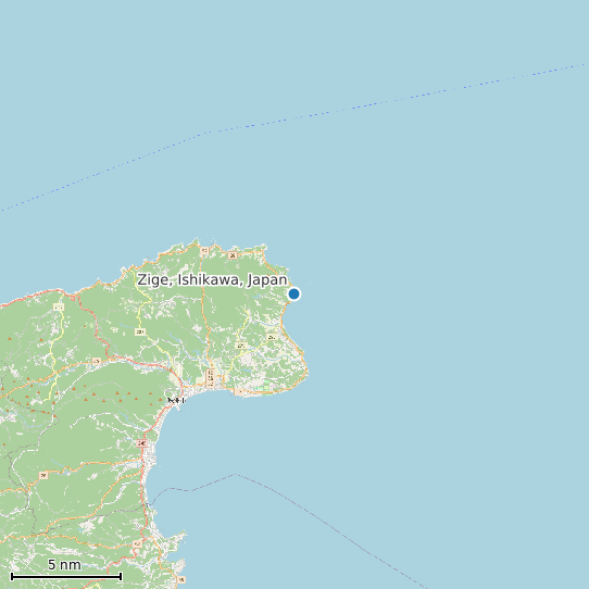 Map of Zige, Ishikawa, Japan Tide Prediction Station