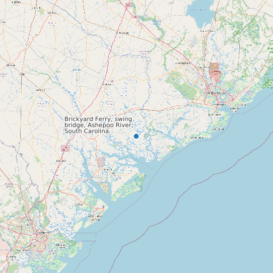 Map of Brickyard Ferry, swing bridge, Ashepoo River, South Carolina Tide Prediction Station