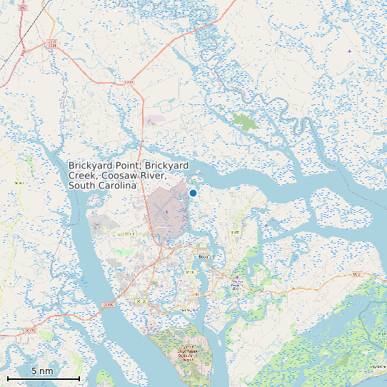 Map of Brickyard Point, Brickyard Creek, Coosaw River, South Carolina Tide Prediction Station