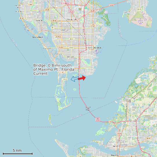 Map of Bridge, 0.8 mi south of Maximo Pt., Florida Current Prediction Station