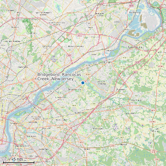 Map of Bridgeboro, Rancocas Creek, New Jersey Tide Prediction Station