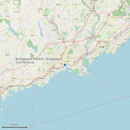 Map of Bridgeport Harbor, Bridgeport, Connecticut Tide Prediction Station