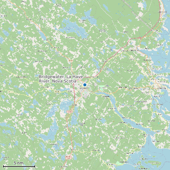 Map of Bridgewater, La Have River, Nova Scotia Tide Prediction Station