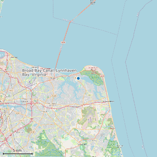 Map of Broad Bay Canal, Lynnhaven Bay, Virginia Tide Prediction Station