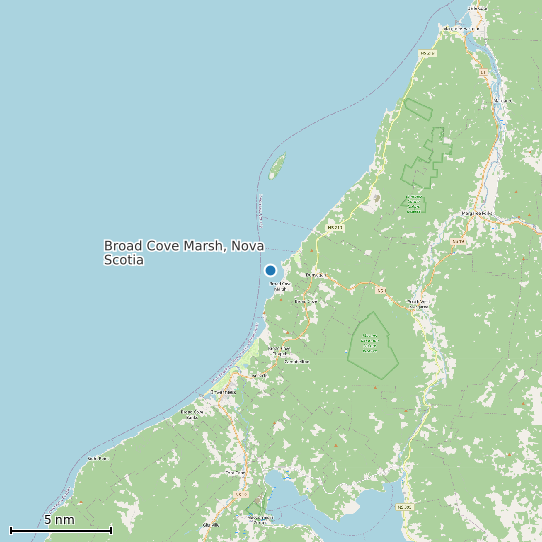 Map of Broad Cove Marsh, Nova Scotia Tide Prediction Station