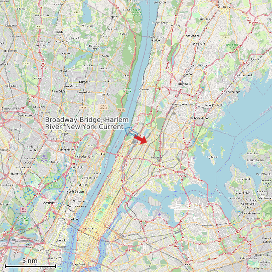 Map of Broadway Bridge, Harlem River, New York Current Prediction Station