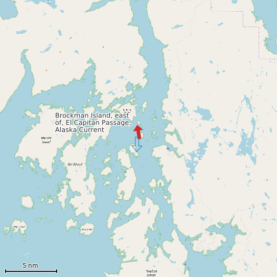 Map of Brockman Island, east of, El Capitan Passage, Alaska Current Prediction Station