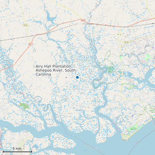 Map of Airy Hall Plantation, Ashepoo River, South Carolina Tide Prediction Station