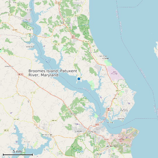 Map of Broomes Island, Patuxent River, Maryland Tide Prediction Station