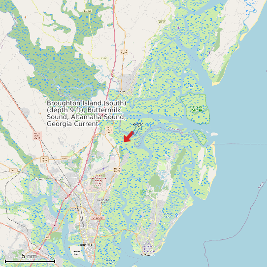 Map of Broughton Island (south) (depth 9 ft), Buttermilk Sound, Altamaha Sound, Georgia Current Prediction Station