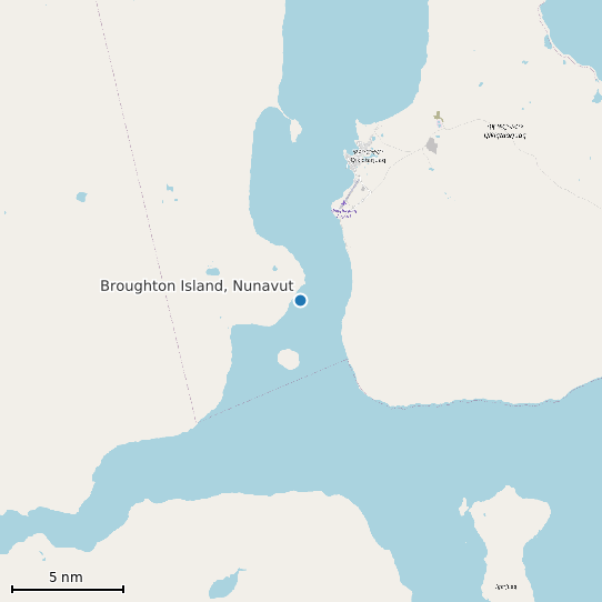 Map of Broughton Island, Nunavut Tide Prediction Station