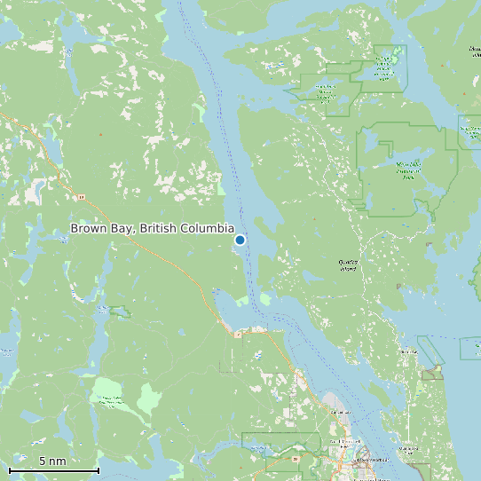 Map of Brown Bay, British Columbia Tide Prediction Station