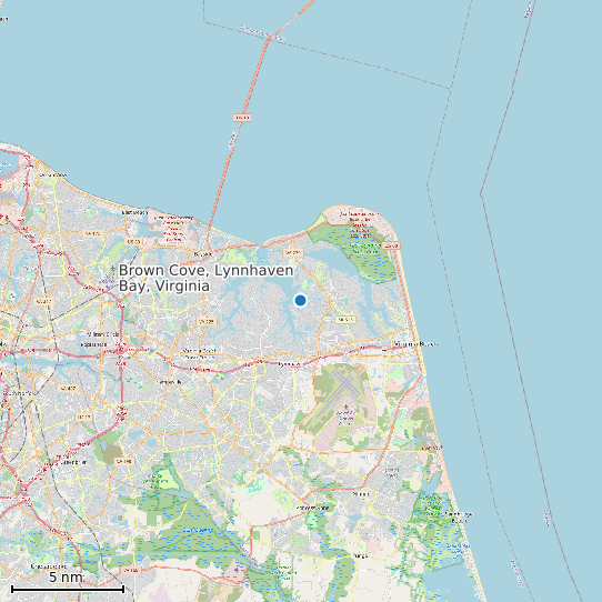 Map of Brown Cove, Lynnhaven Bay, Virginia Tide Prediction Station