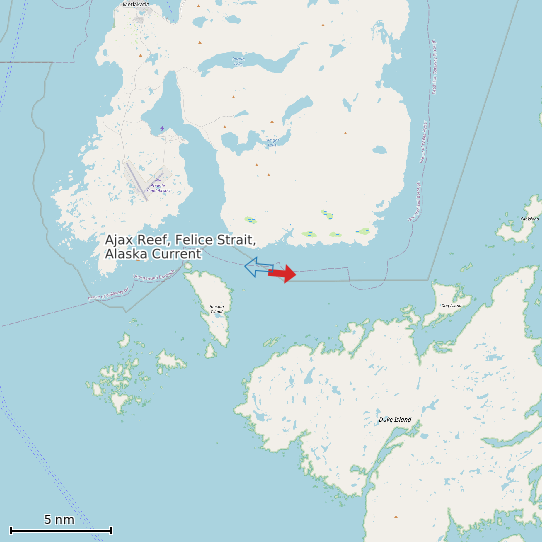 Map of Ajax Reef, Felice Strait, Alaska Current Prediction Station