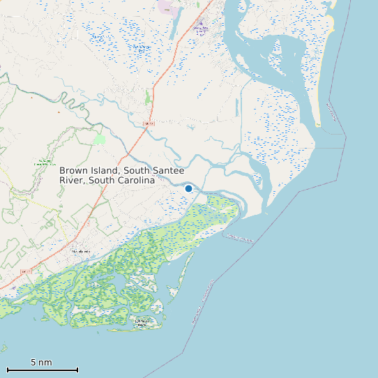 Map of Brown Island, South Santee River, South Carolina Tide Prediction Station