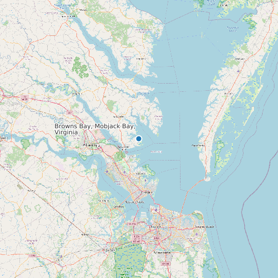 Map of Browns Bay, Mobjack Bay, Virginia Tide Prediction Station