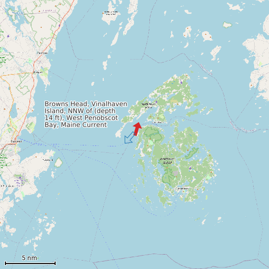 Map of Browns Head, Vinalhaven Island, NNW of (depth 14 ft), West Penobscot Bay, Maine Current Prediction Station