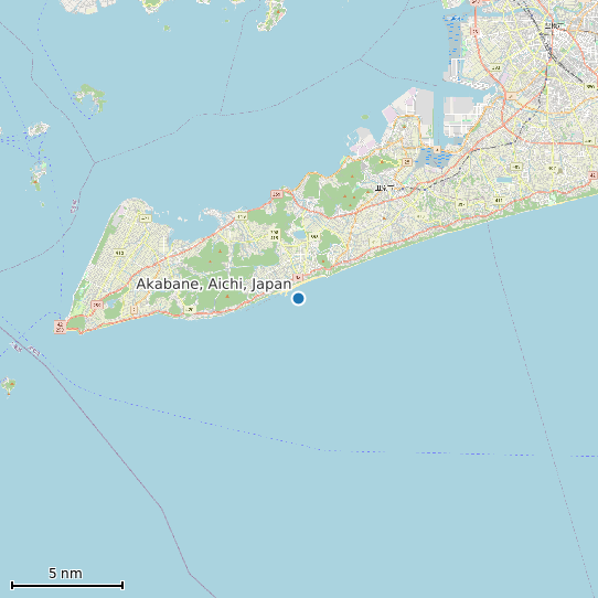 Map of Akabane, Aichi, Japan Tide Prediction Station