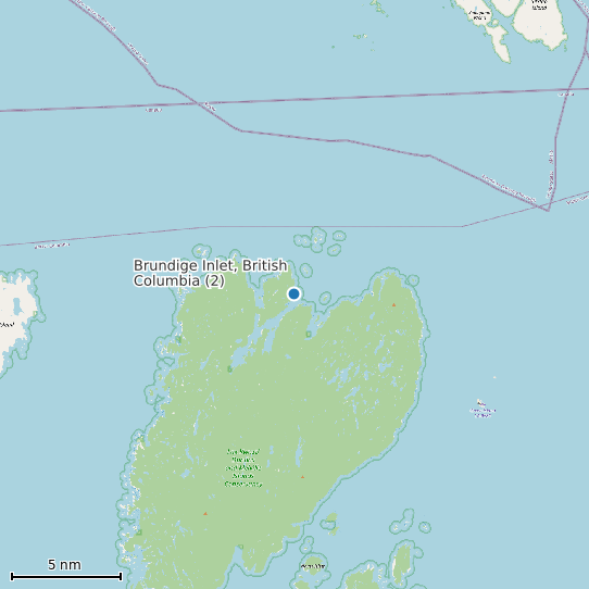 Map of Brundige Inlet, British Columbia (2) Tide Prediction Station