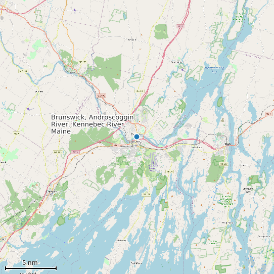 Map of Brunswick, Androscoggin River, Kennebec River, Maine Tide Prediction Station
