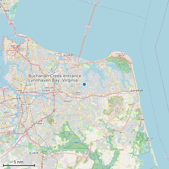 Map of Buchanan Creek entrance, Lynnhaven Bay, Virginia Tide Prediction Station