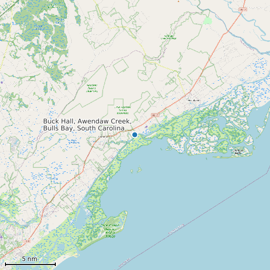 Map of Buck Hall, Awendaw Creek, Bulls Bay, South Carolina Tide Prediction Station