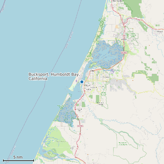 Map of Bucksport, Humboldt Bay, California Tide Prediction Station