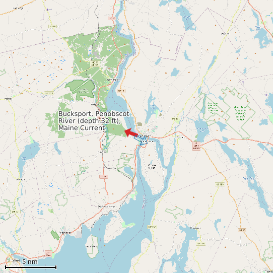 Map of Bucksport, Penobscot River (depth 32 ft), Maine Current Prediction Station