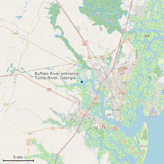 Map of Buffalo River entrance, Turtle River, Georgia Tide Prediction Station