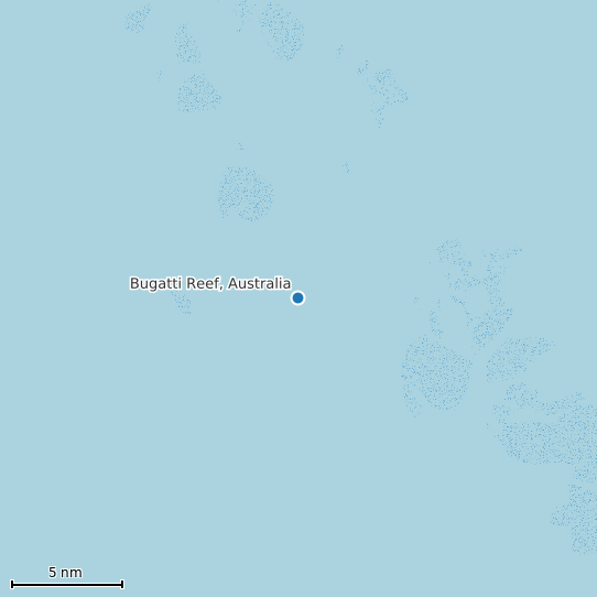 Map of Bugatti Reef, Australia Tide Prediction Station