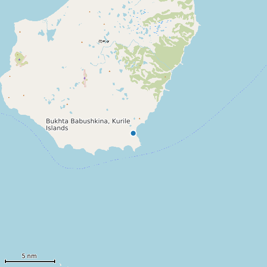 Map of Bukhta Babushkina, Kurile Islands Tide Prediction Station