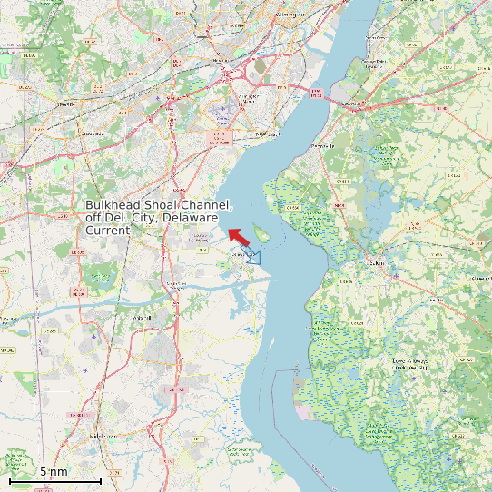 Map of Bulkhead Shoal Channel, off Del. City, Delaware Current Prediction Station