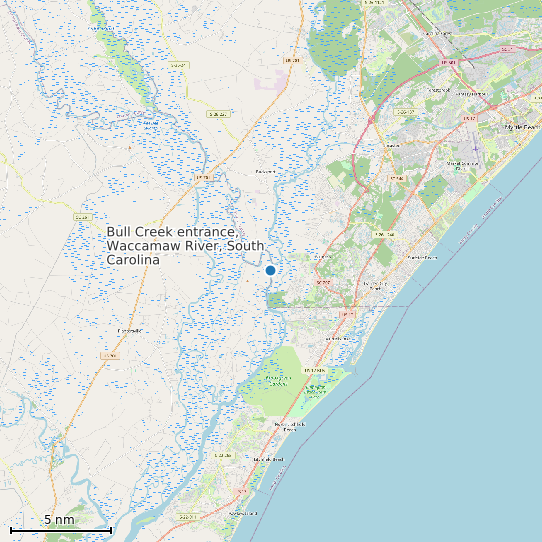 Map of Bull Creek entrance, Waccamaw River, South Carolina Tide Prediction Station