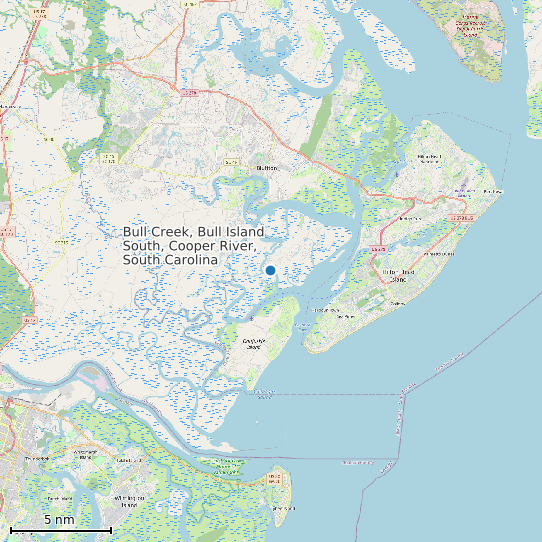 Map of Bull Creek, Bull Island South, Cooper River, South Carolina Tide Prediction Station