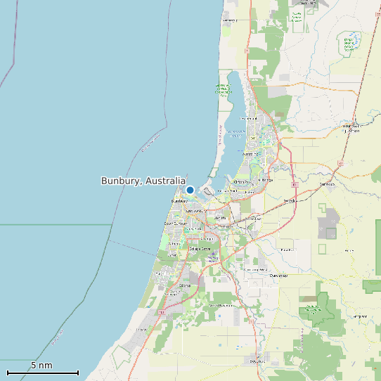 Map of Bunbury, Australia Tide Prediction Station