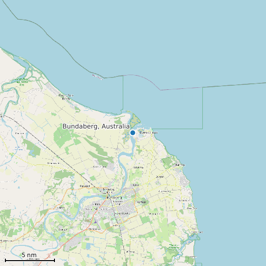 Map of Bundaberg, Australia Tide Prediction Station