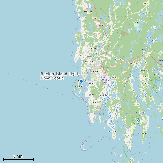 Map of Bunker Island Light, Nova Scotia Tide Prediction Station