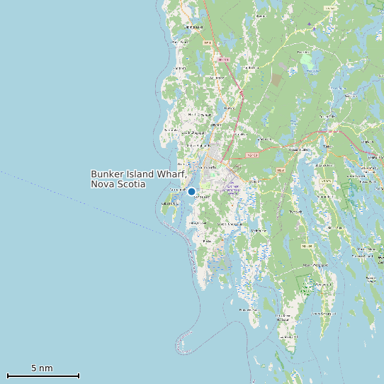 Map of Bunker Island Wharf, Nova Scotia Tide Prediction Station